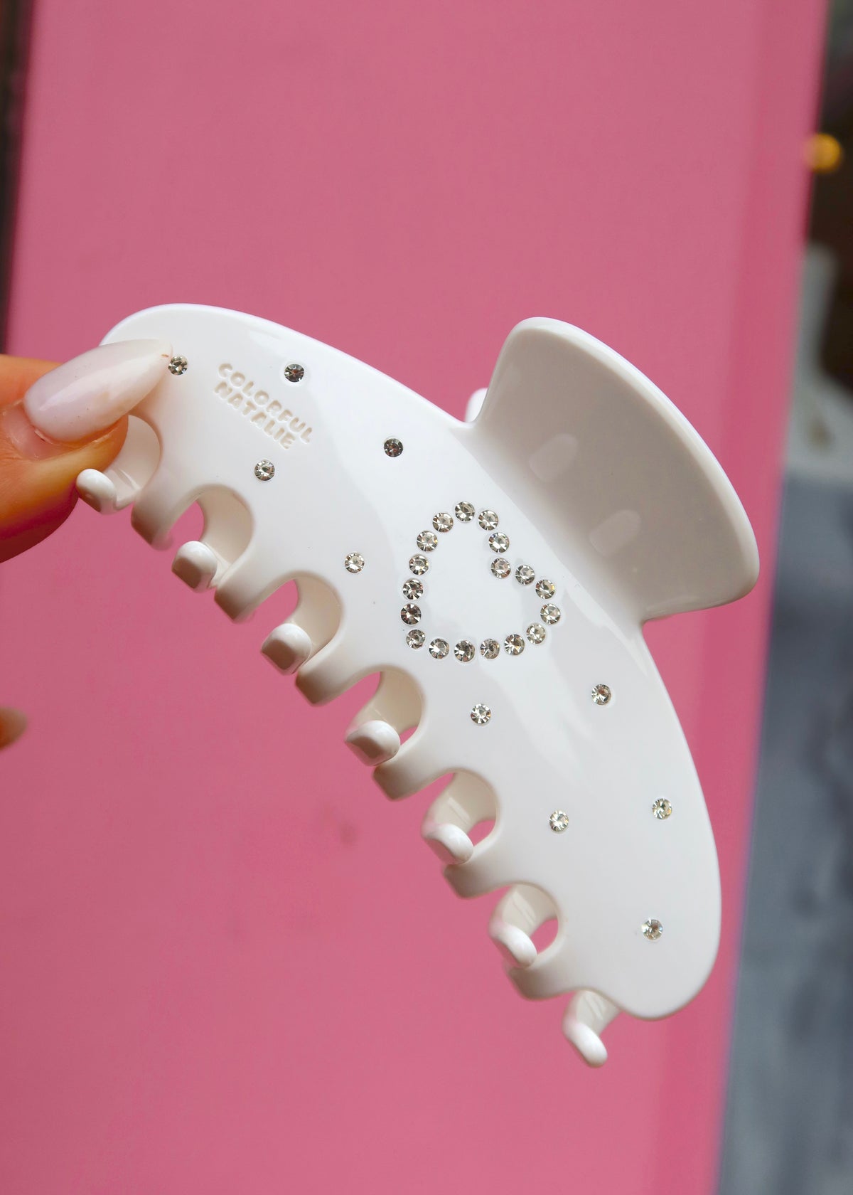 White Heart CZ Hair Clip