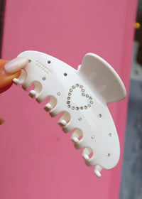 White Heart CZ Hair Clip