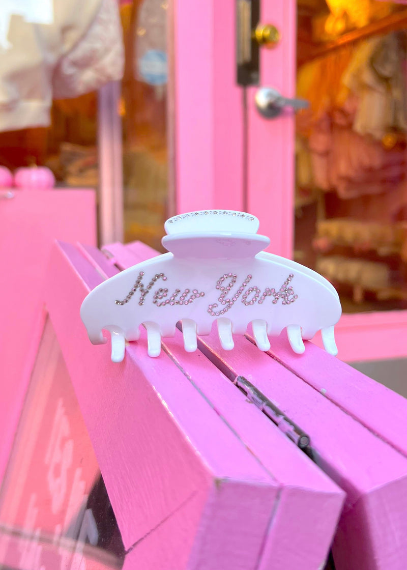 New York Studded White Hair Clip
