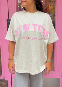 Embroidered NY Heavyweight Ash T-Shirt