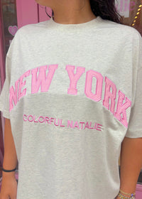 Embroidered NY Heavyweight Ash T-Shirt