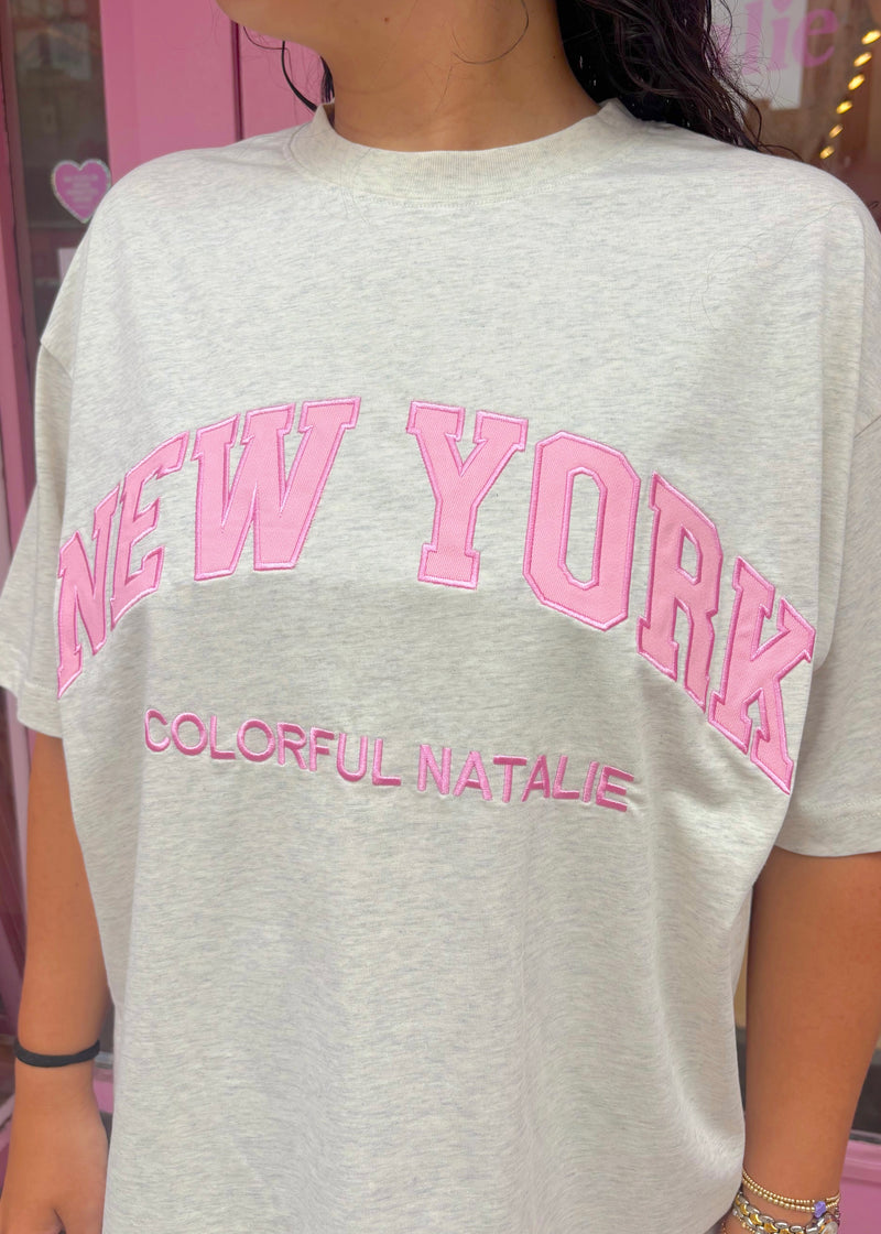 Embroidered NY Heavyweight Ash T-Shirt