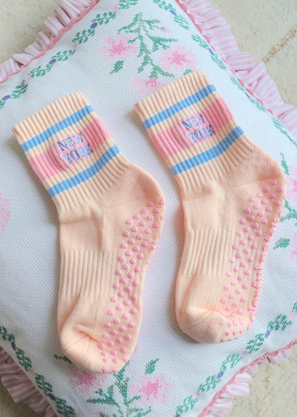 New York Blue Stripe Grip Socks