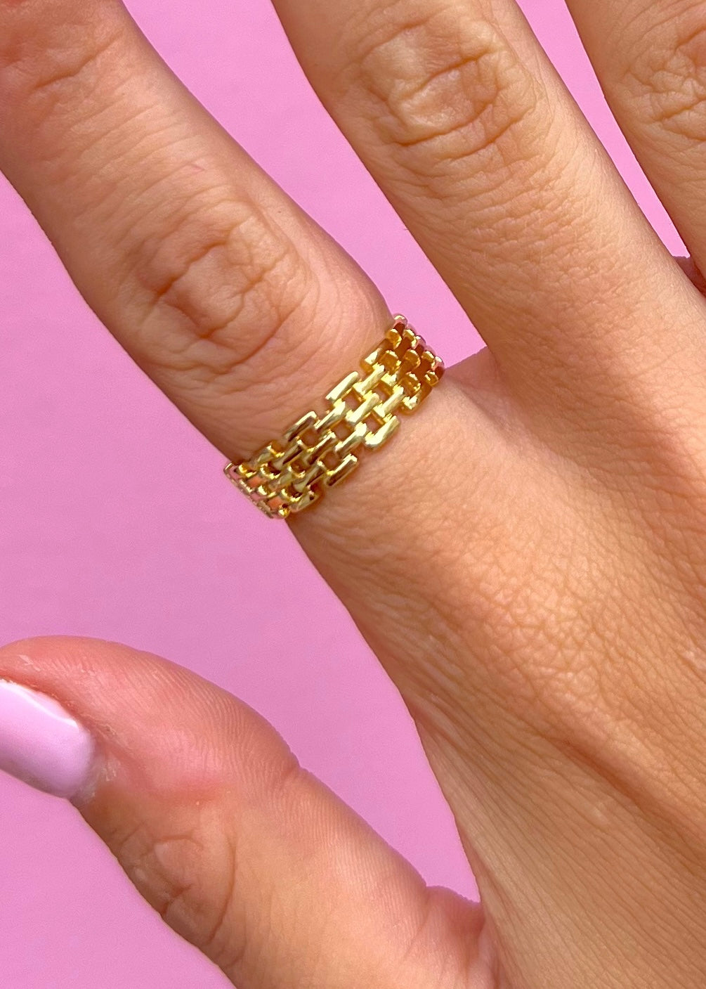 Watch Band Gold Adjustable Ring