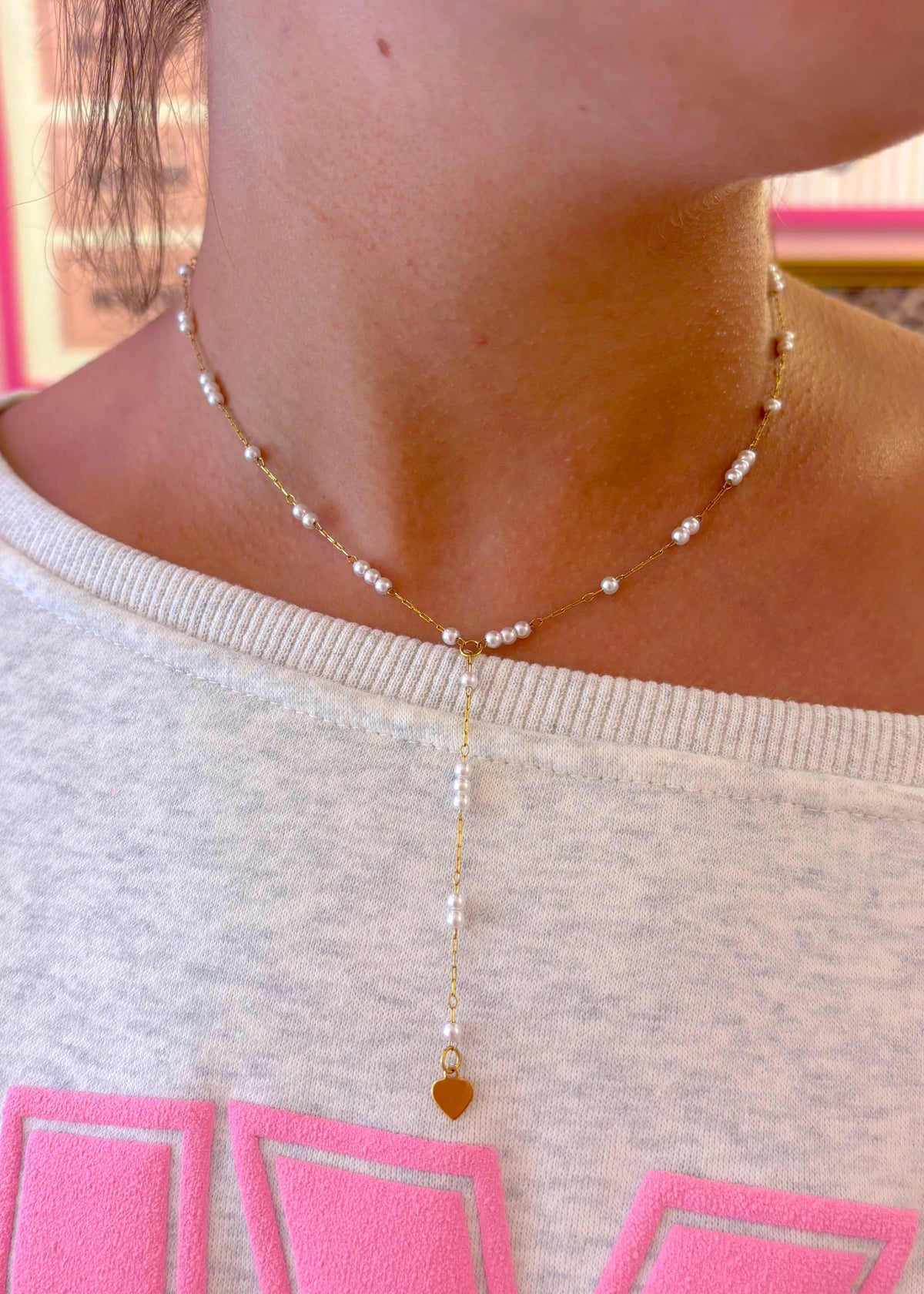 Mini Pearls Lariat Necklace
