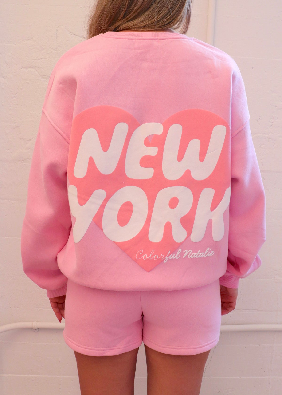 New York Pink Heart Crewneck