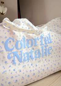 Blue Floral CN Puff XL Tote Bag