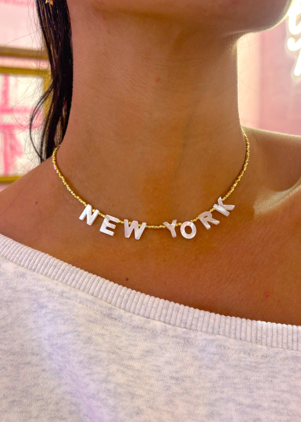 New York Gold Beaded Necklace