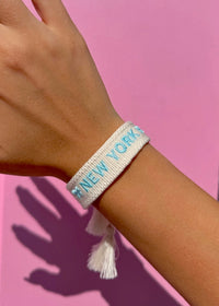 New York Blue Embroidered Bracelet