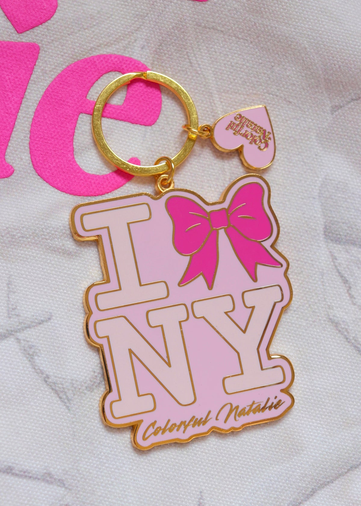 NY Bow Enamel Keychain