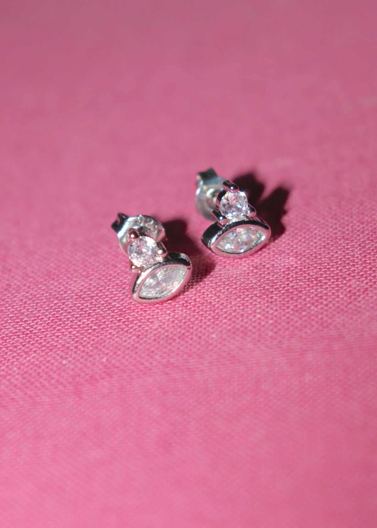 Sterling Silver Double CZ Stone Studs
