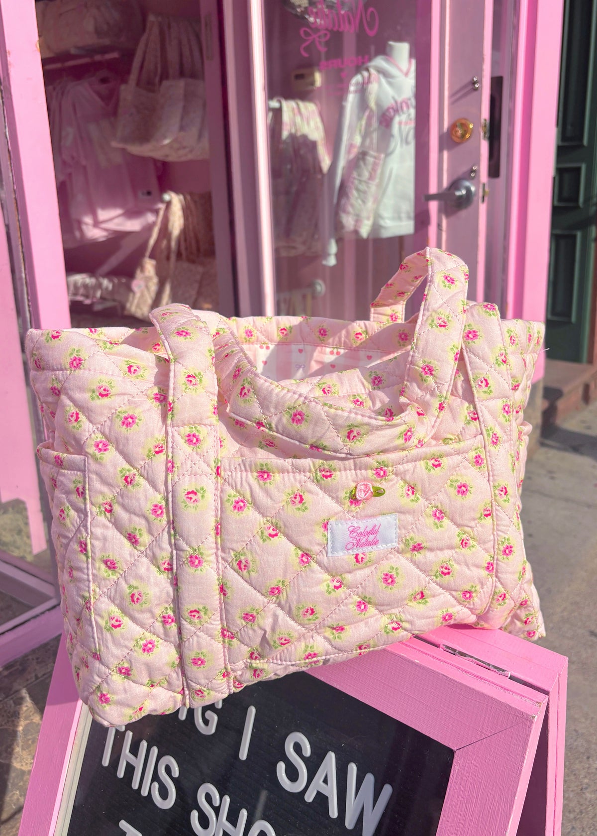 Pink Floral Dream Quilted Tote