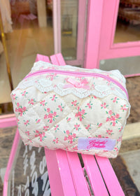 Hearts On Florals Makeup Bag