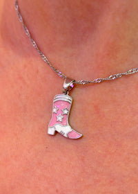 Silver Cowboy Boot Necklace