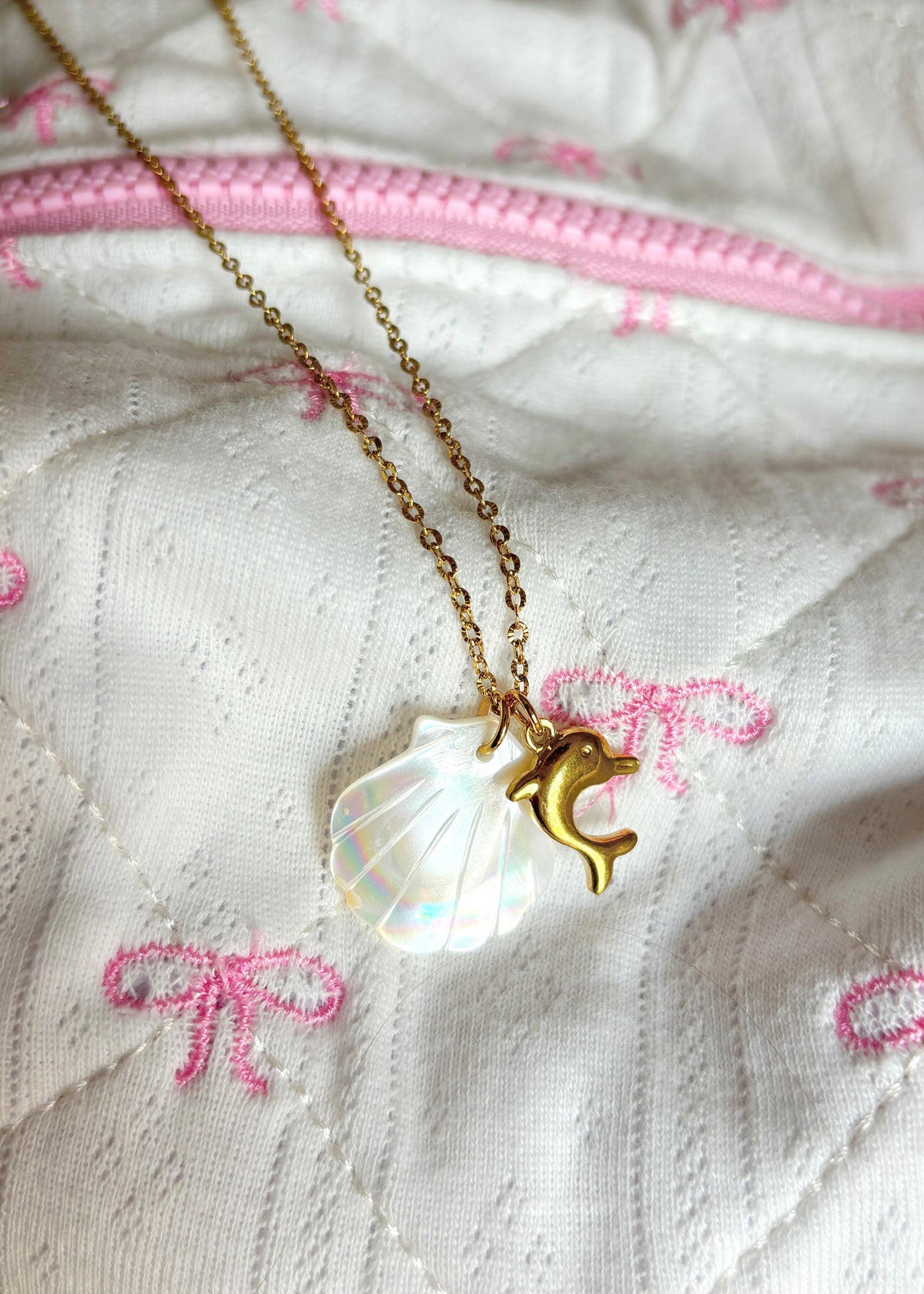 Gold Dolphin Seashell Necklace