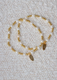 18k Gold Pearl Stacked Bracelet