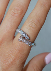 Silver CZ Nail Chunky Twist Ring