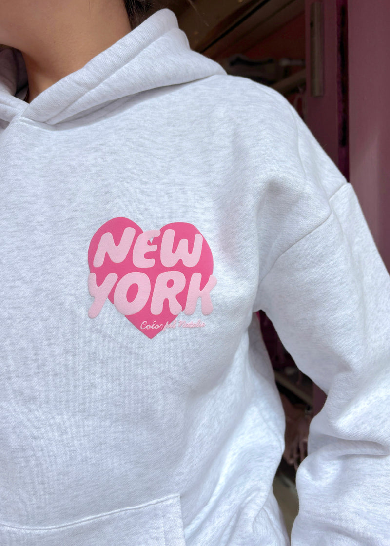Preorder: New York Heart Grey Puff Hoodie