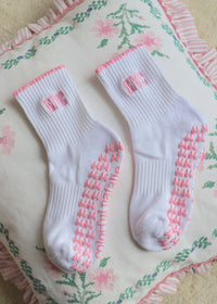 NYC Light Pink Bow Grip Socks