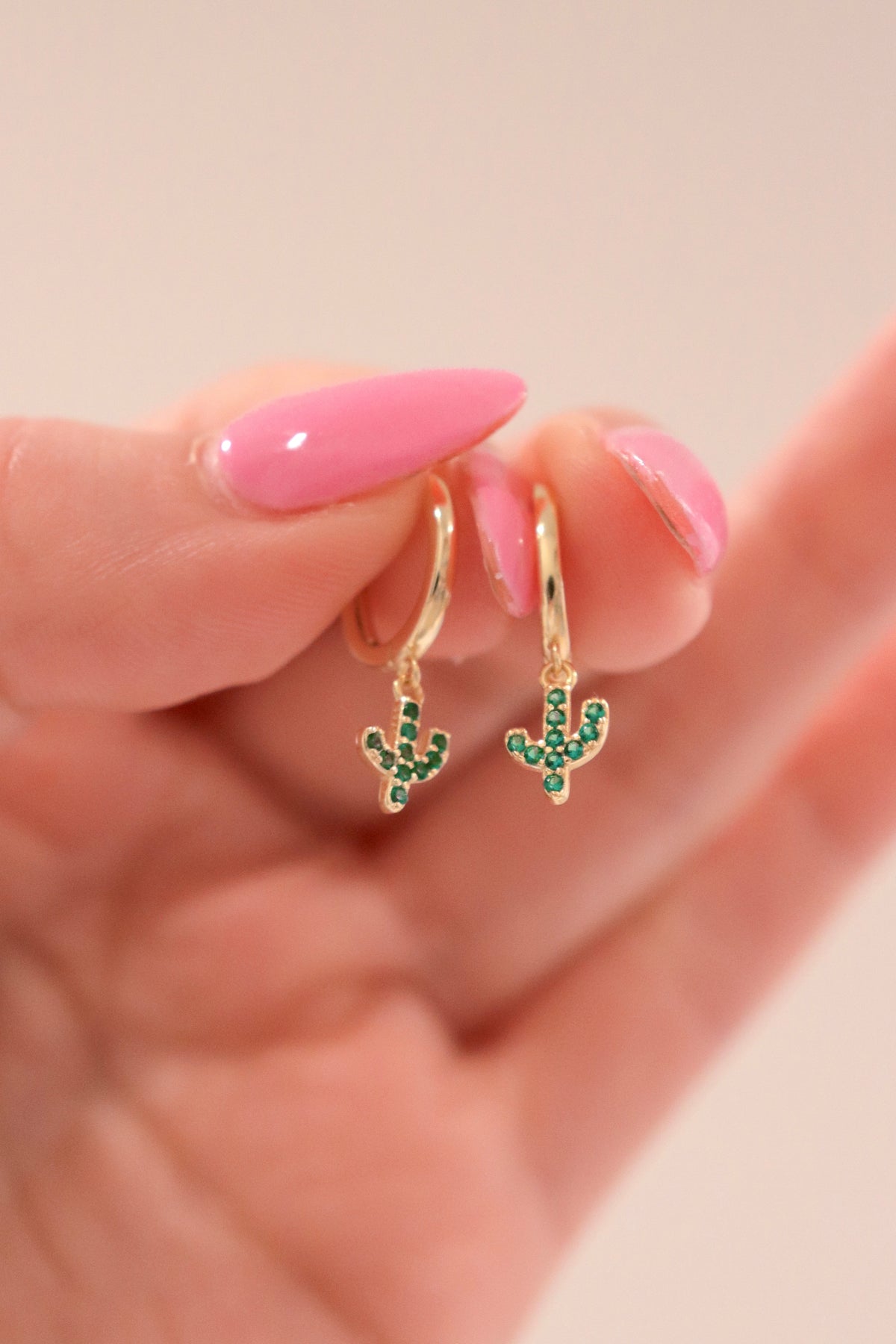 18k Gold Cactus Huggies