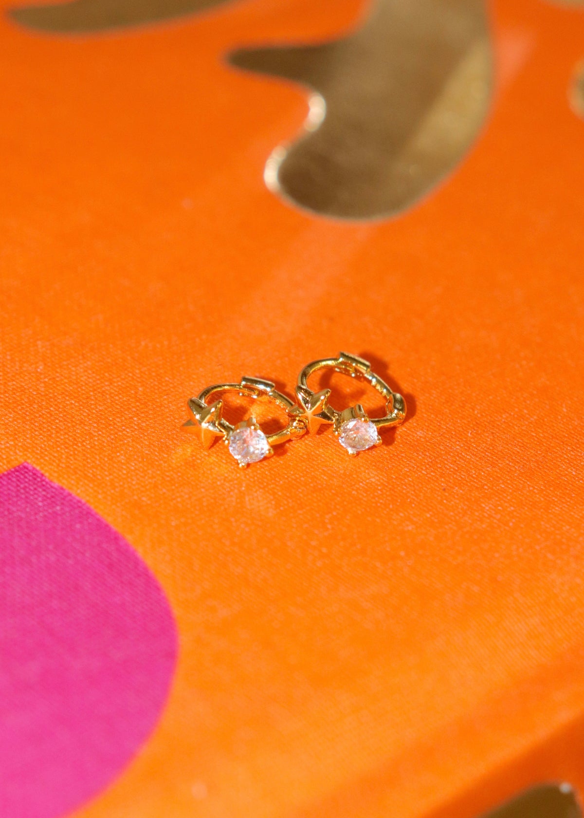 Gold Simple Star CZ Huggies