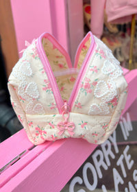Hearts On Florals Makeup Bag