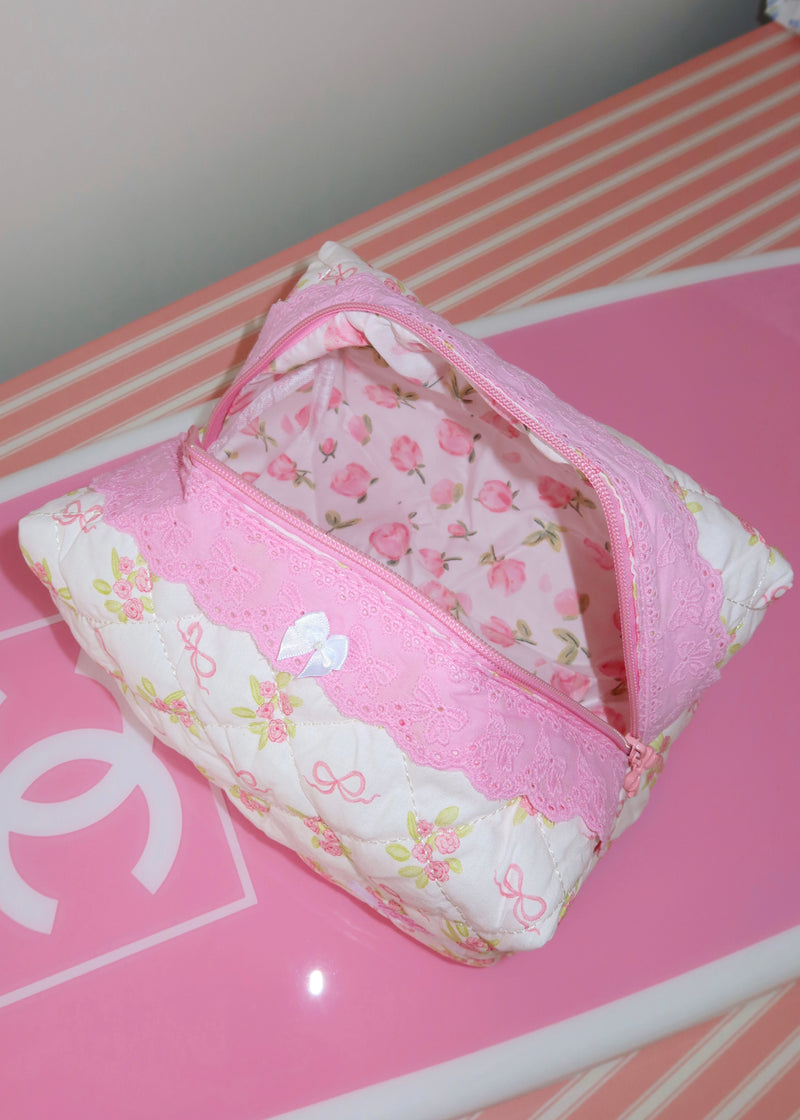 Hearts On Florals XL Makeup Bag