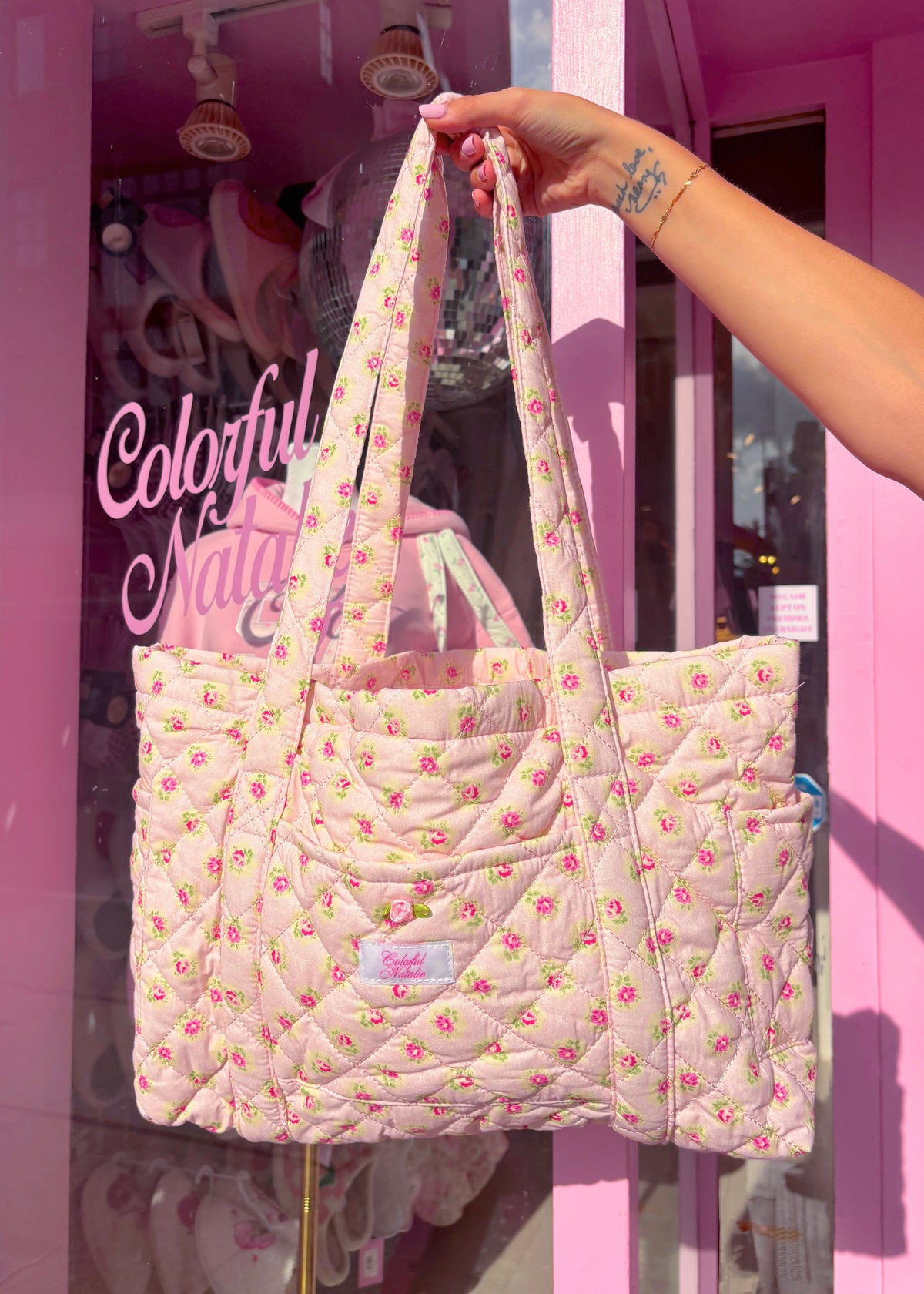 Pink Floral Dream Quilted Tote
