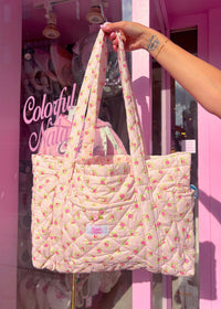 Pink Floral Dream Quilted Tote