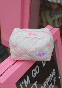 Pink Bow Lace Makeup Bag