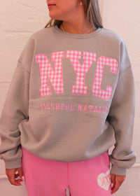 Charcoal Gingham NYC Crewneck