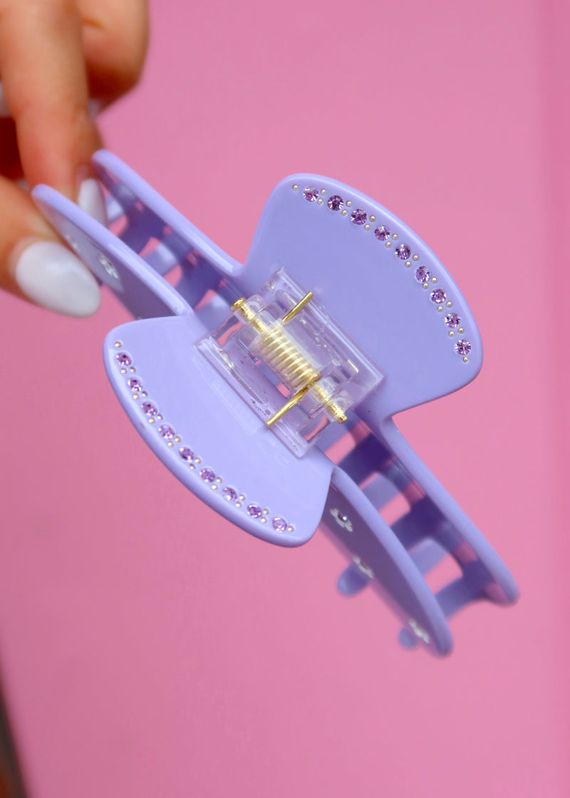 Purple Flower CZ Studded Hair Clip