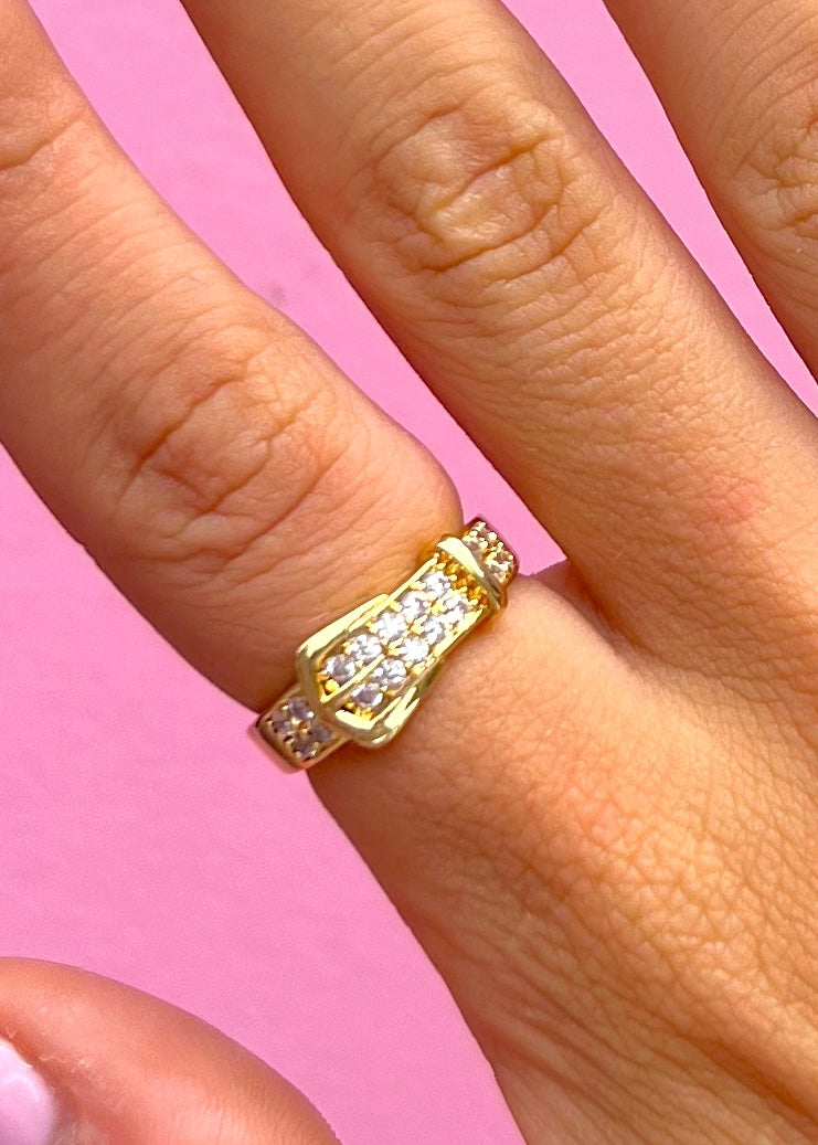 Gold CZ Belt Ring