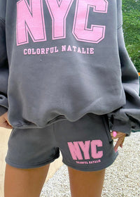 NYC Graphite High-Waist Shorts