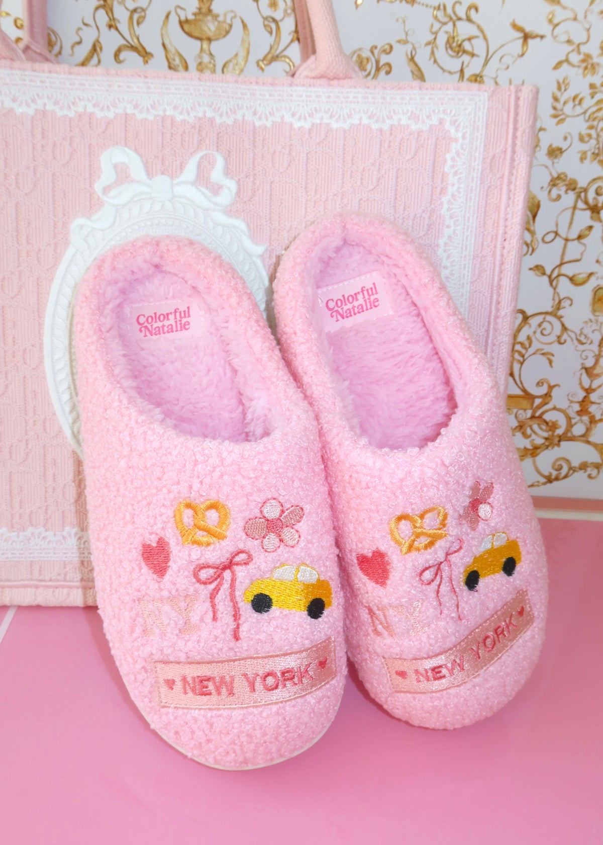 Pink NY Themed Slippers