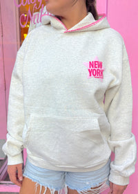 New York Star Grey Stitched Puff Hoodie