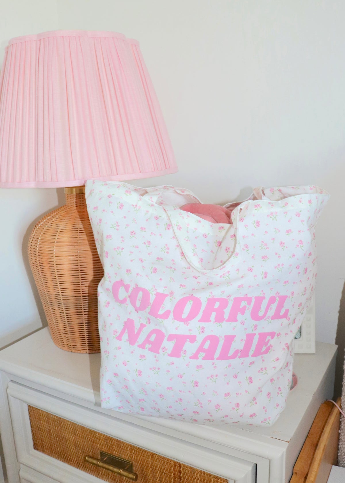 Pink Florals Puff Tote Bag