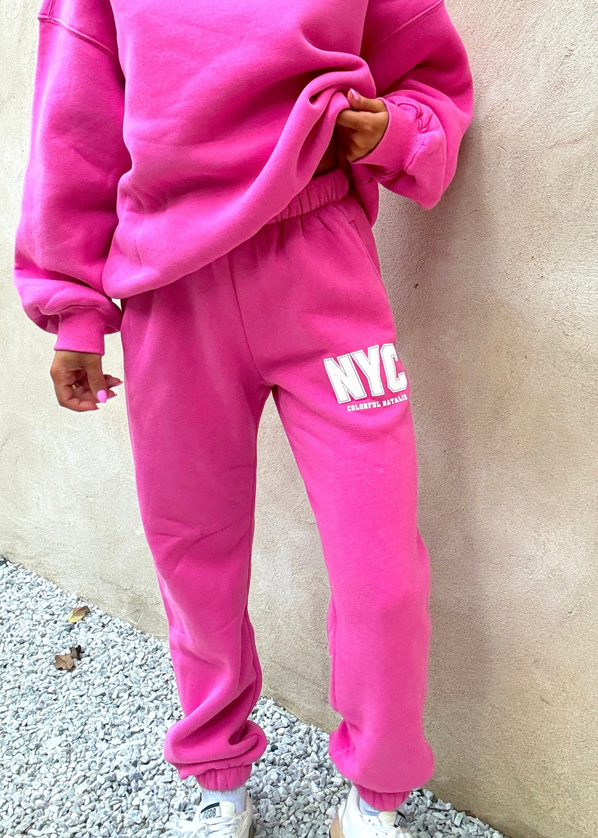 NYC Fuchsia Puff Print Sweatpants