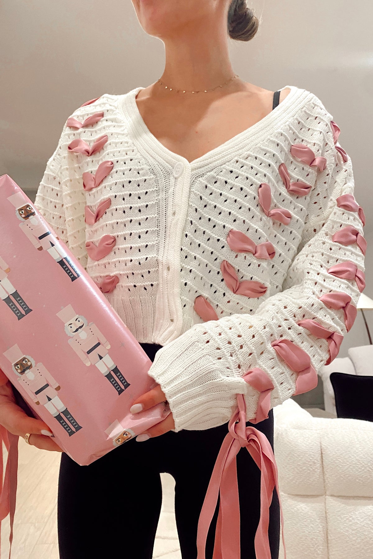 Harmony Pink Bows Sweater