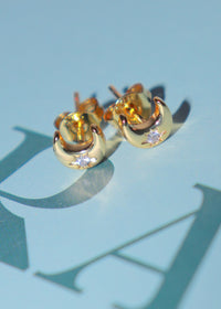 18k Gold CZ Flower Drop Studs