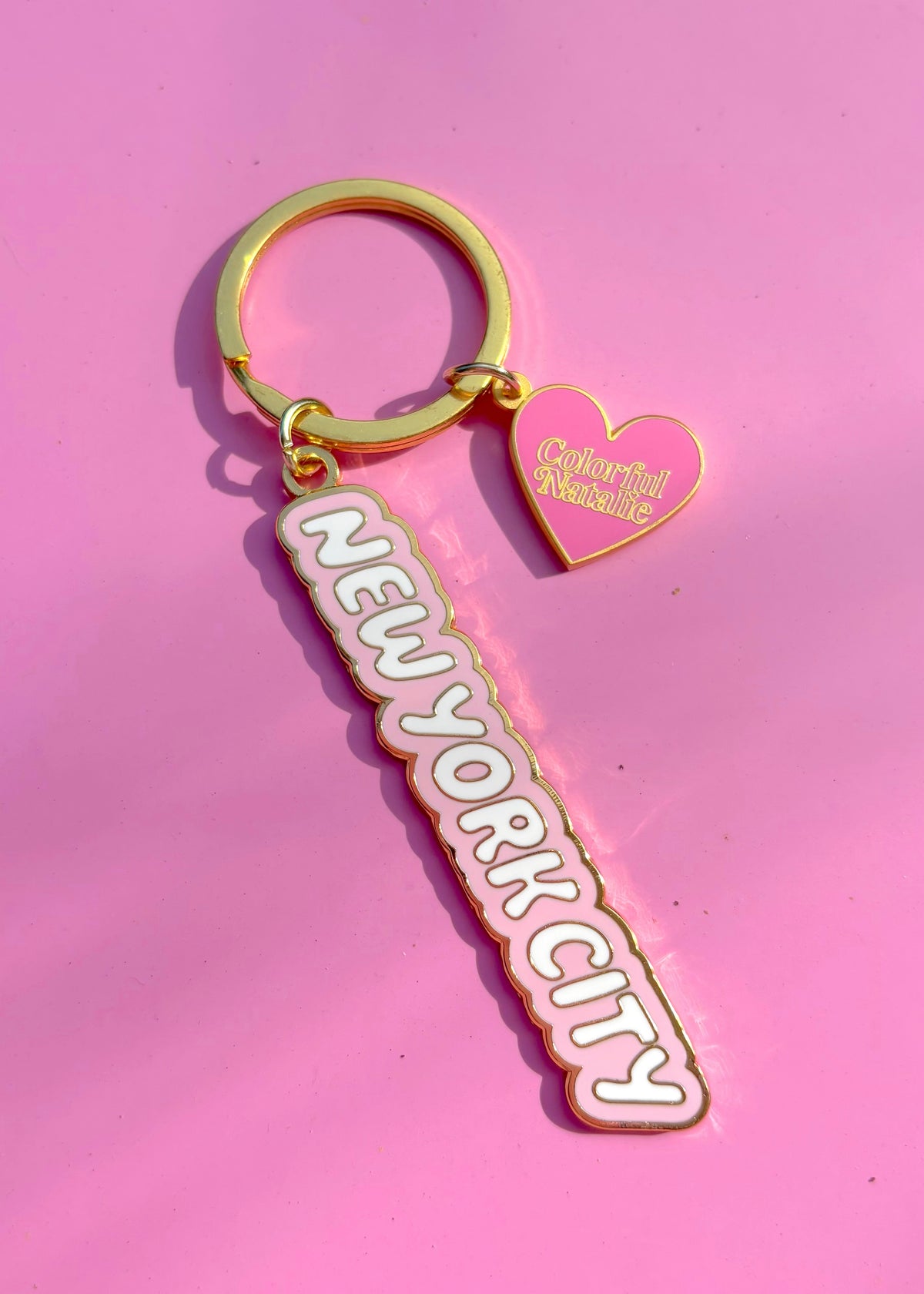 NYC Light Pink Enamel Keychain