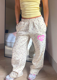 NYC Floral Heart Puff Sweatpants
