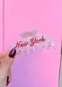 New York Pink Studded Marble Hair Clip