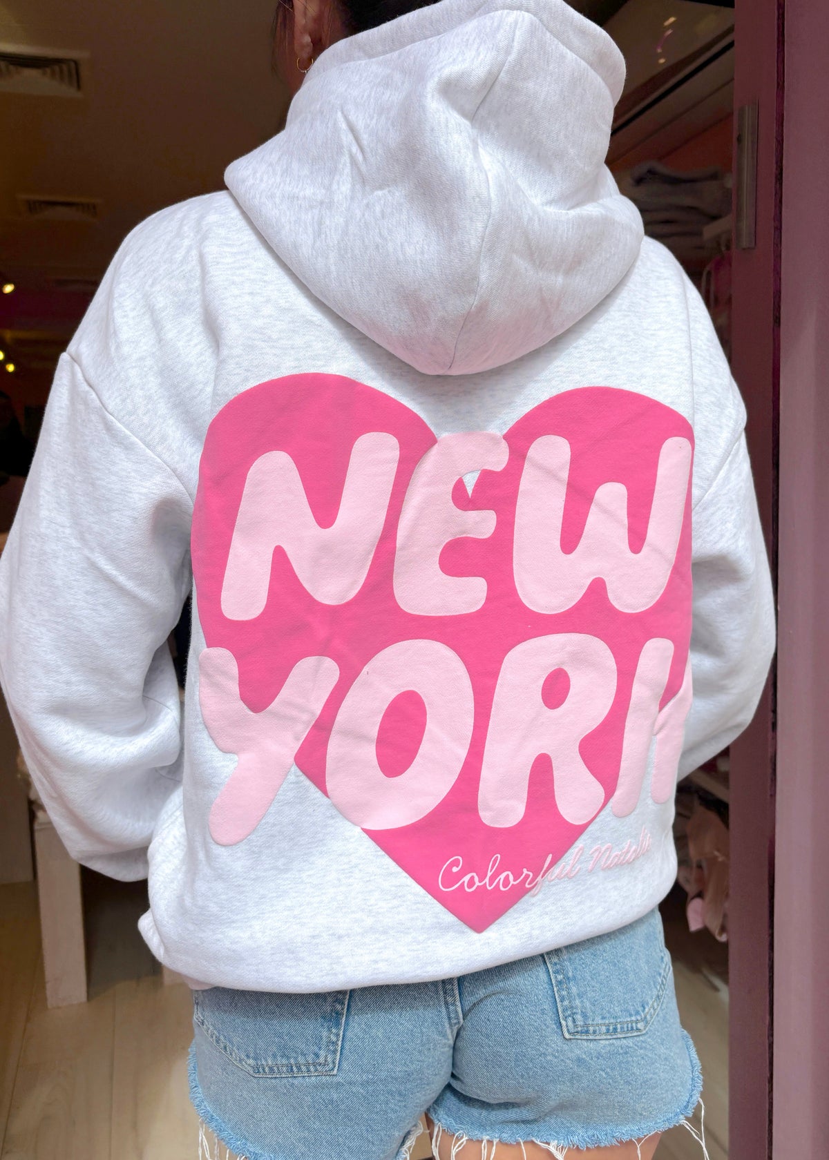 Preorder: New York Heart Grey Puff Hoodie