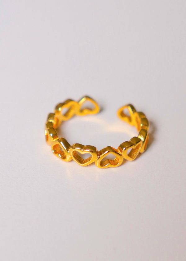 Hearts Repeating Gold Ring