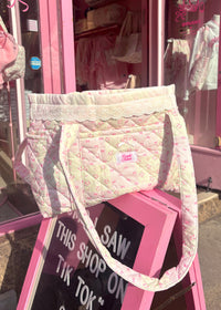 Pink Bows and Flowers Patchwork Tote