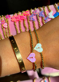 Opal Heart Lock 18k Gold Bracelet