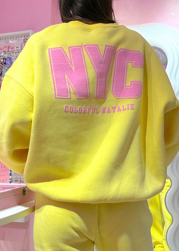 NYC Yellow Puff Print Crewneck