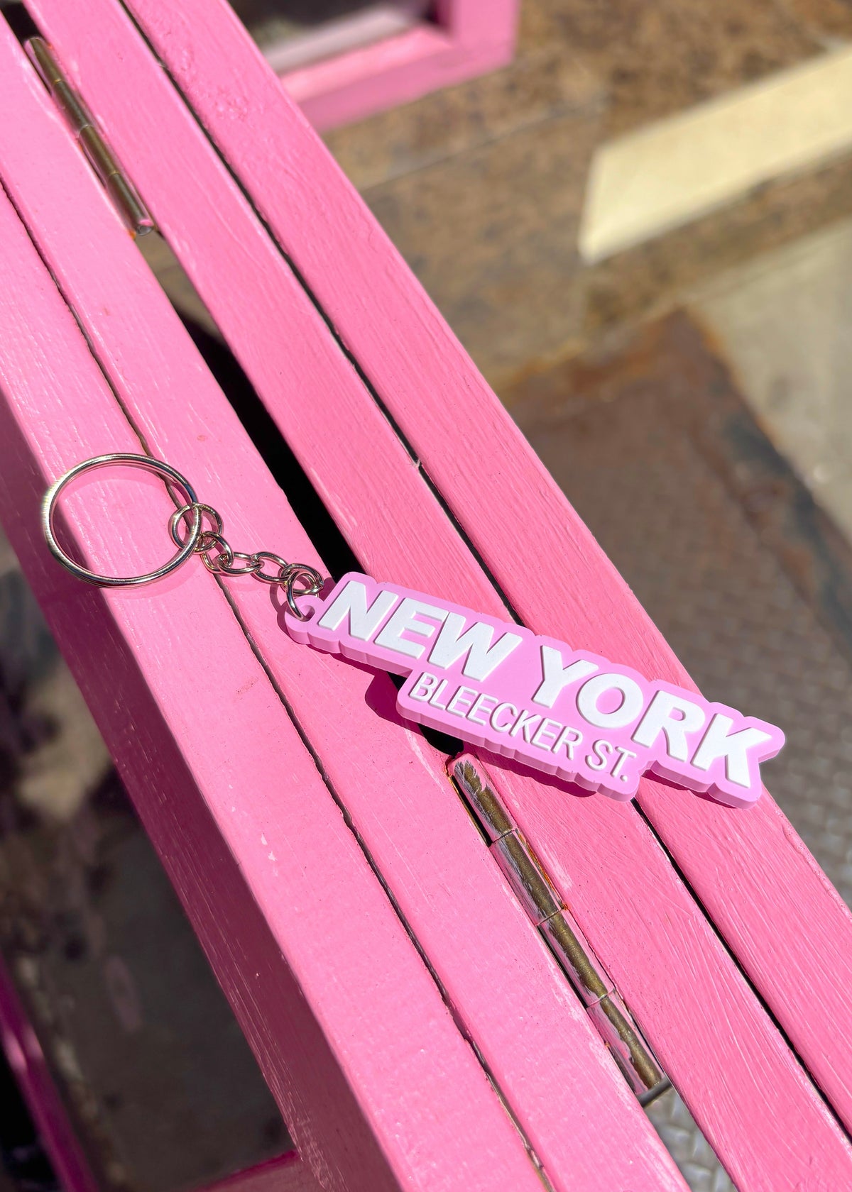 New York Bleecker Pink Keychain