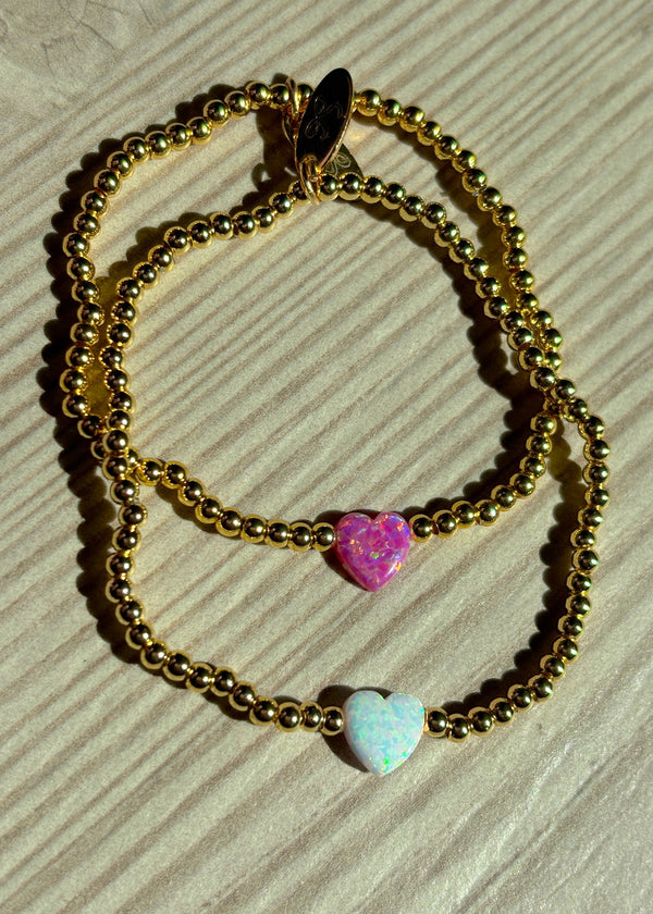 Opal Large Heart 18k Gold Bracelet